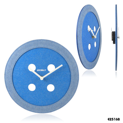  Blue Button (E2516B)felt wall clocks                   Design : 2087